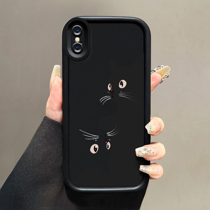 เคสสำหรับ iPhone X Xs Xr Xs Max เคสป้องกันการกระแทกซิลิโคนนิ่มเคสโทรศัพท์มีลายแมวดำ
