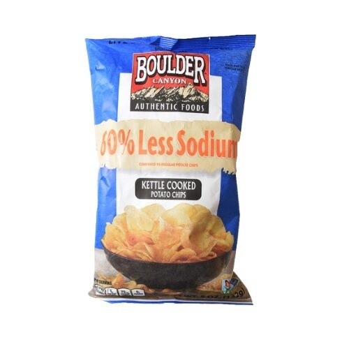Boulder Canyon Less Sodium Potato Chips 142G มันฝรั่งทอด ขนม ขนมขบเคี้ยว