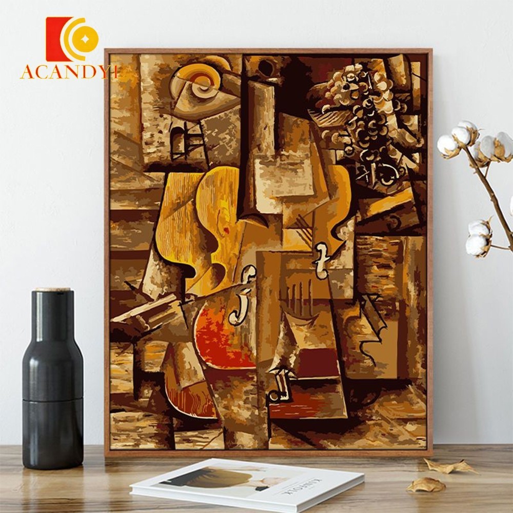 Acandyl Paint By Numbers Kit,Pablo Picasso,Viol and Grapes, 60x75cm, DIY Digital Painting, Color By 