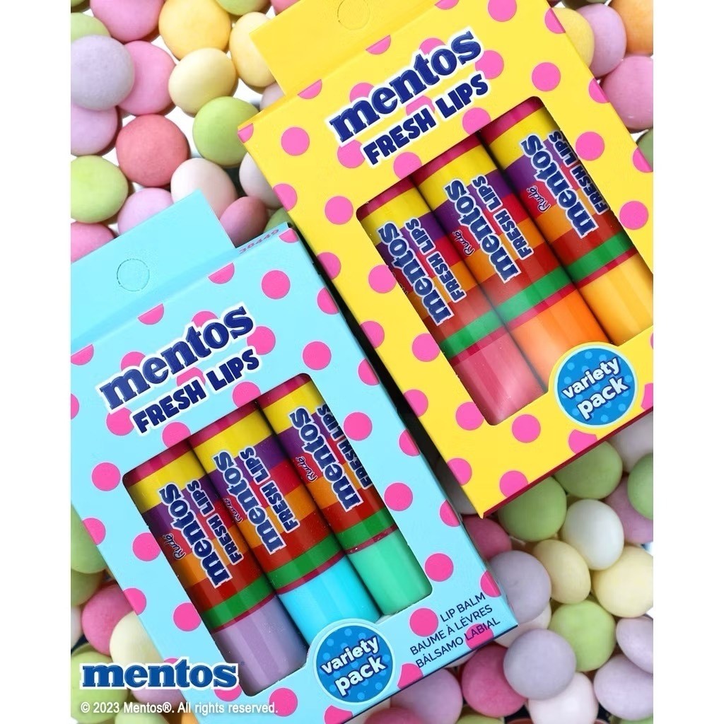 ลิปบาล์ม สำหรับเด็ก Mentos Fresh Lips Variety Pack เซ็ต 3 ชิ้น กลิ่นหอมมากๆ Food grade เข้าปากได้ ปล
