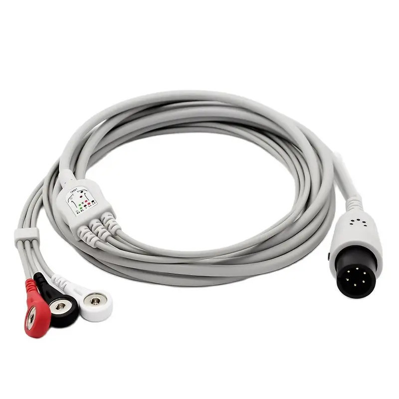 ✬ ขายร้อน One Piece Medical 3 Lead ECG Cable สำหรับ Zoll 6 Pin พร้อม Leadwires Snap AHA คุณภาพสูงผู้
