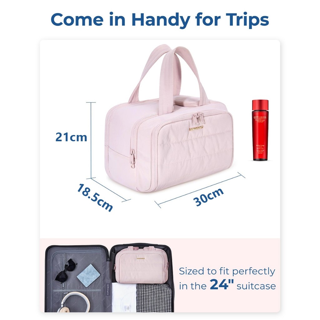 BAGSMART กระเป๋าเครื่องสำอาง กระเป๋าจัดระเบียบ cosmetic bag กระเป๋าใส่อุปกรณ์อาบน้ำ  Travel Organizer Bag