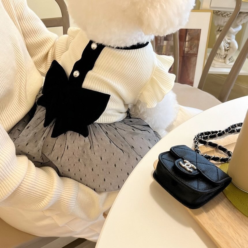 【Hipidog】เสื้อผ้าสัตว์เลี้ยงย้อนยุคกลิ่นหอมขนาดเล็กชุดคู่กระโปรงโบว์เสื้อกั๊กสุนัขกระโปรงแมว