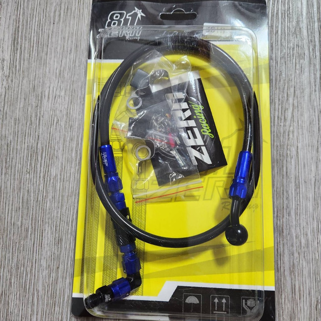 สายเบรค ปลดวาล์วของแท้ ZERN8.1 สีดำตัดน้ำเงิน หัวฟันเฟือง หัว90 ยาว36นิ้ว ใส่ WAVE / DASH / LS / R15 / MSLAZ / JR / TENA
