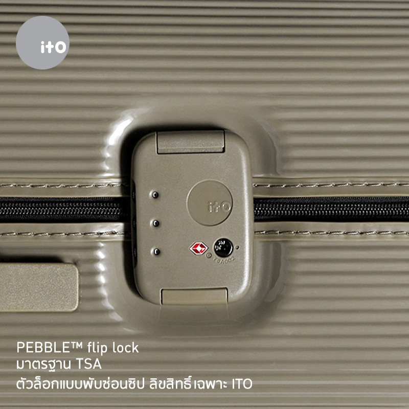 ITO PISTACHIO 2 STRIPED 26 นิ้ว ทรง Trunk - กระเป๋าเดินทาง 26 นิ้ว Hard Case สีนีออน ใหม่