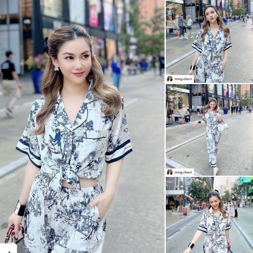 ชุดนอน Mulen (Muslin Pajamas) Silk Satin รุ่น Black Forest ( L938 N938 T938 P938 V938 K938)