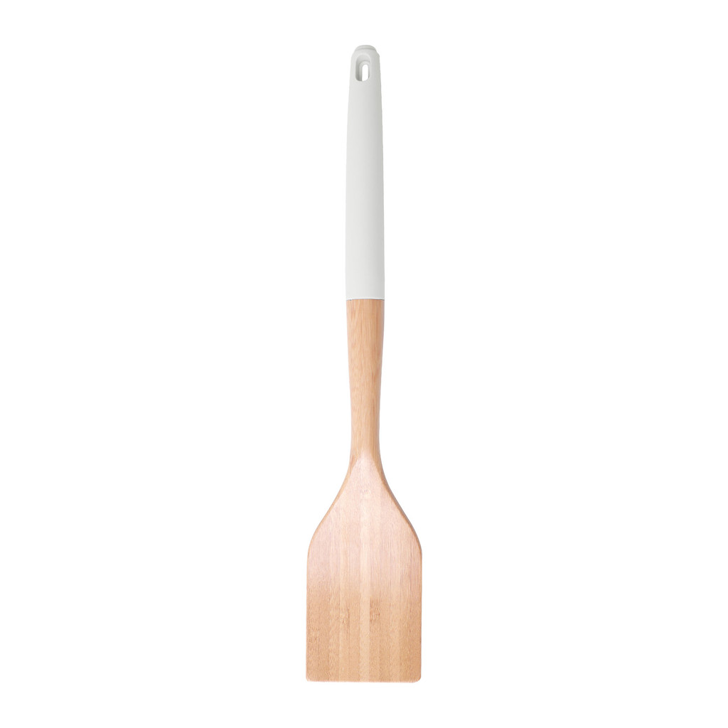 KASSA HOME ตะหลิวไม้ ด้ามซิลิโคน รุ่น SK-1457 สีขาว - บีช