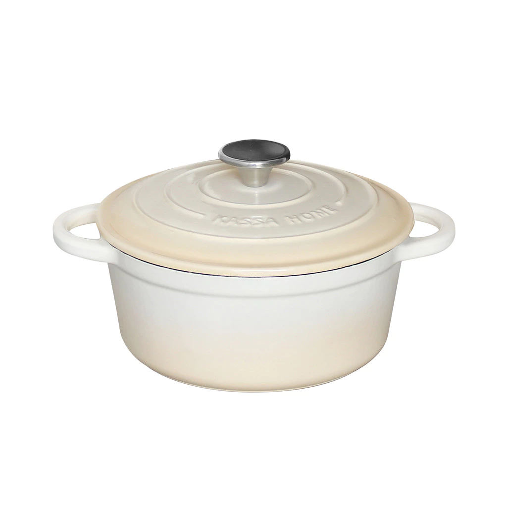 KASSA HOME หม้อเหล็กหล่อเคลือบอีนาเมล รุ่น 5TYG-2098 ขนาด 20 ซม. สีขาว