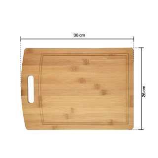 เขียงไม้ไผ่ทรงสี่เหลี่ยมกลาง มีร่อง KASSA HOME รุ่น CB-004 ขนาด 26 x 36 ซม. สีบีช
