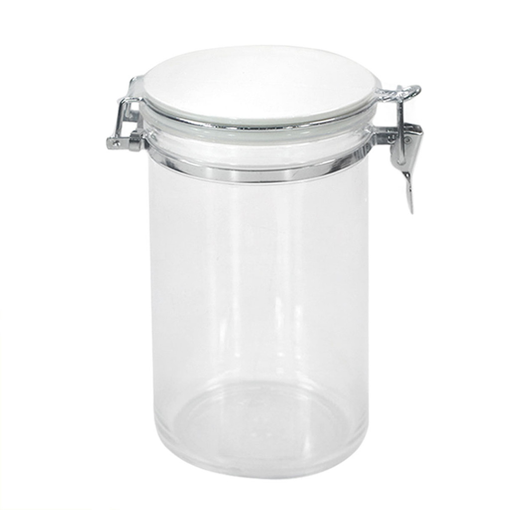 KASSA HOME ขวดโหลพลาสติกทรงกลม ฝาล็อก รุ่น PIONEER PN3307/1 ความจุ 1,500 มล. สีขาว