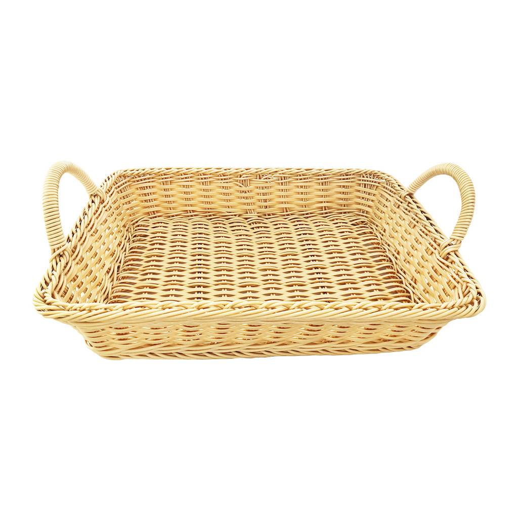 KASSA HOME ถาดหวายเทียมอเนกประสงค์มีหู รุ่น ZY18115CHN ขนาด 47 x 32 x 8 ซม. สีบีช