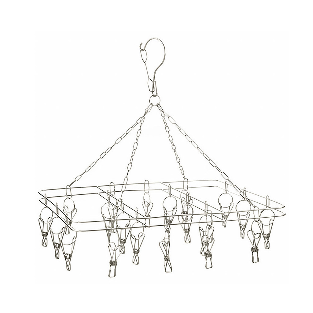 KASSA HOME ห่วงตากผ้าทรงเหลี่ยม สเตนเลส 20 กิ๊บ รุ่น MEEBUN สีเงิน