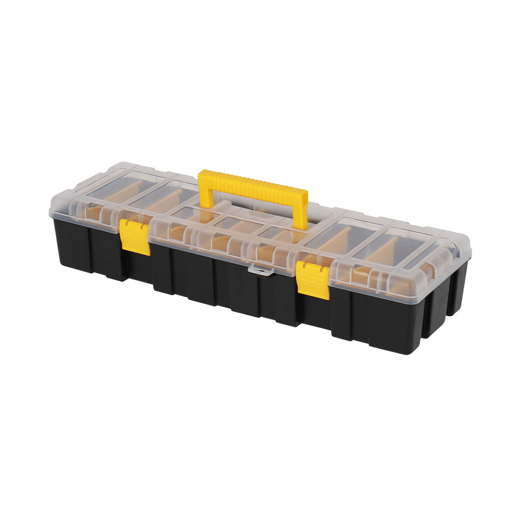 GIANT KINGKONG กล่องใส่อะไหล่พลาสติก 7 ช่อง รุ่น HL30131 ขนาด 18 นิ้ว สีใส - ดำ