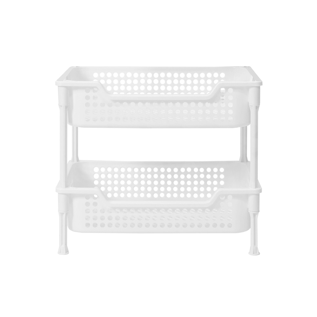 KASSA HOME ชั้นวางของพลาสติกอเนกประสงค์ 2 ชั้น  รุ่น Circle API-10301M2 ขนาด 43 x 30 x 36.5 ซม. สีขาว