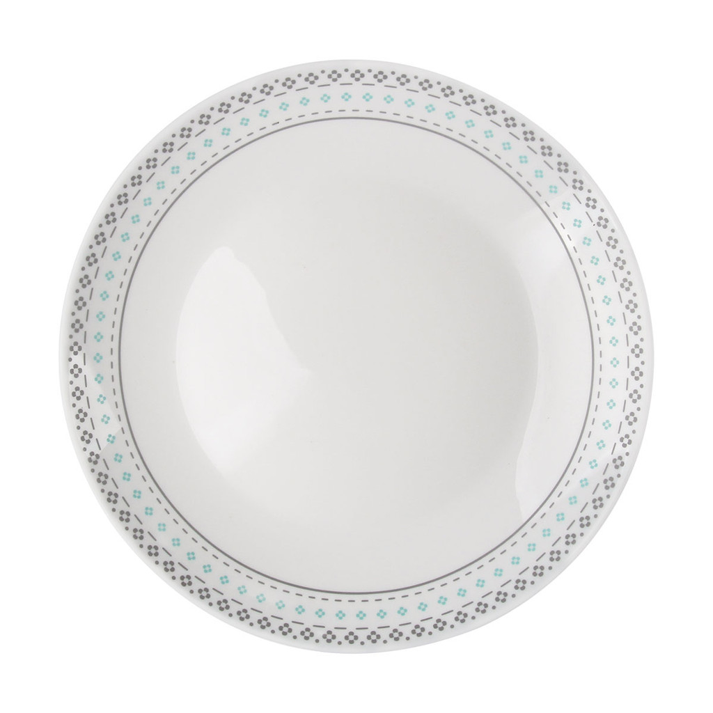 KASSA HOME จานโอปอทรงตื้น Dotted Line รุ่น QP95 ขนาด 9.5 นิ้ว ซม. สีขาว - ฟ้า