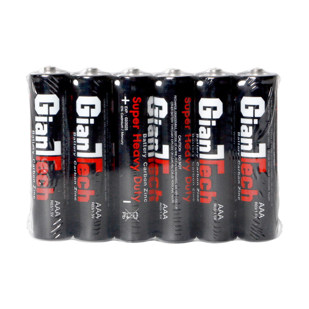ถ่านไฟฉาย GIANTTECH รุ่น R03 AAA (แพ็ก 4 แถม 2 ก้อน)