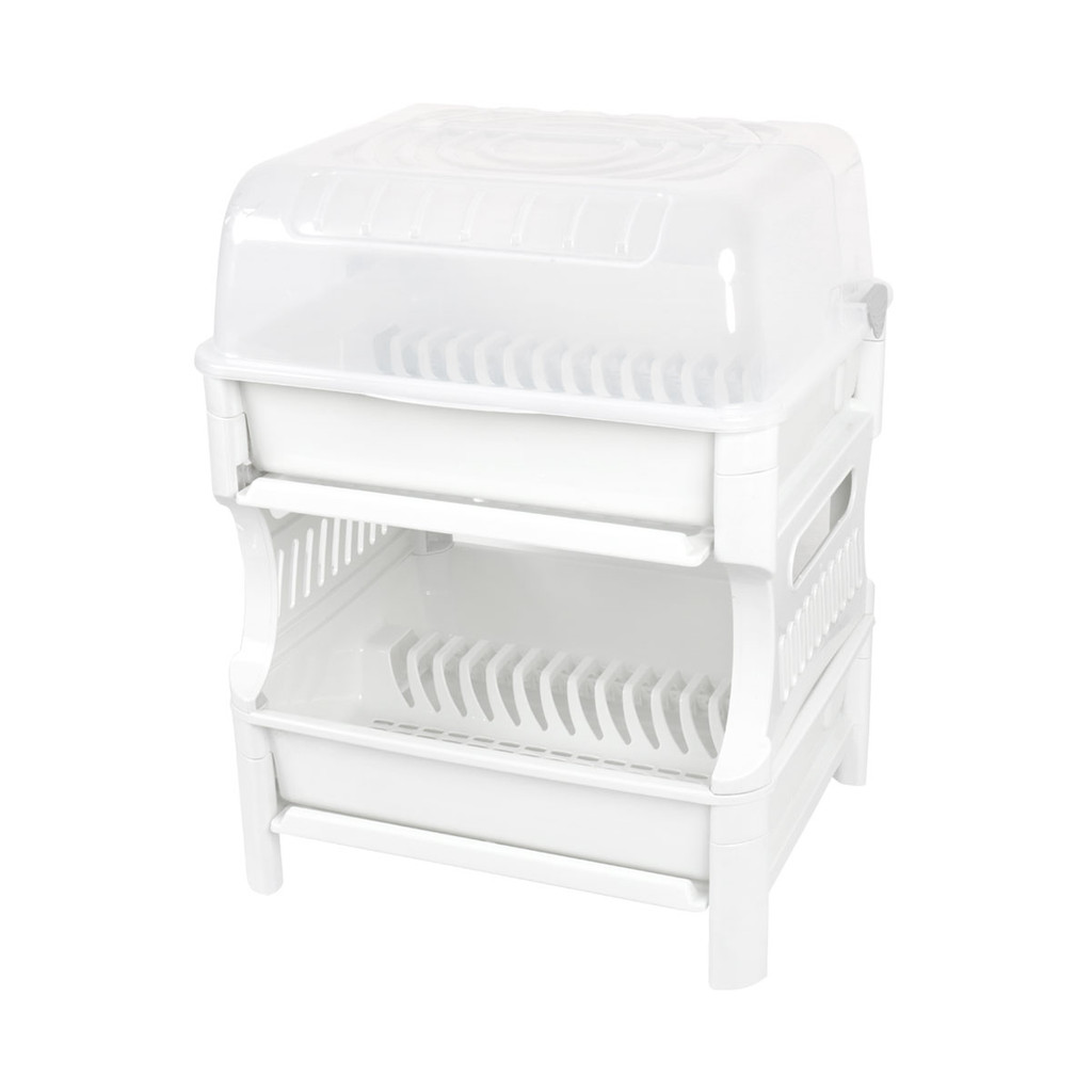 ที่คว่ำจานพลาสติกพร้อมฝาครอบ 2 ชั้น PICNIC รุ่น PNC-3838/PL ขนาด 49 x 43.4 x 62.5 ซม. สีขาว