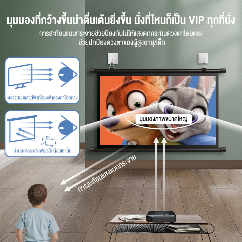 จอโปรเจคเตอร์ 4K จอรับภาพ รองรับการฉายภาพ 3D พับได้ เหมาะสําหรับใช้ ในบ้าน สํานักงาน กลางแจ้งProjector Screen รูปที่ 4