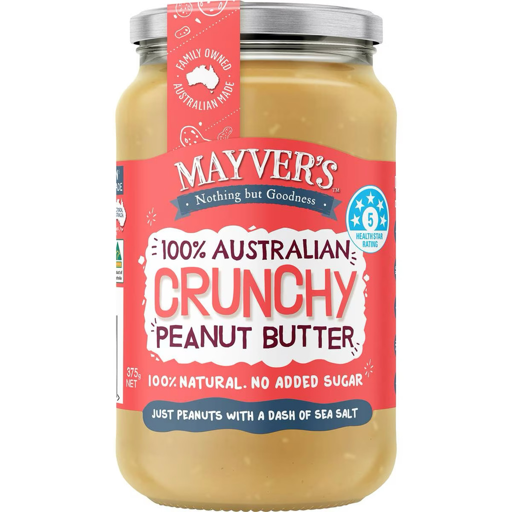 มายเวอร์ส คันชี่ พีนัทบัตเตอร์ 375 กรัม คือเนยถั่ว Mayver'S Crunchy Peanut Butter 375G