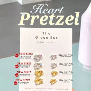 ต่างหู Heart Pretzel Stud Earrings (มี 2 ขนาด) ก้านเงินแท้ S925 - The Green Box