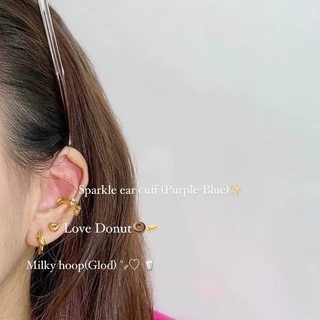 ต่างหูห่วง Milky hoop ก้านเงินแท้ S925 - thegreenbox
