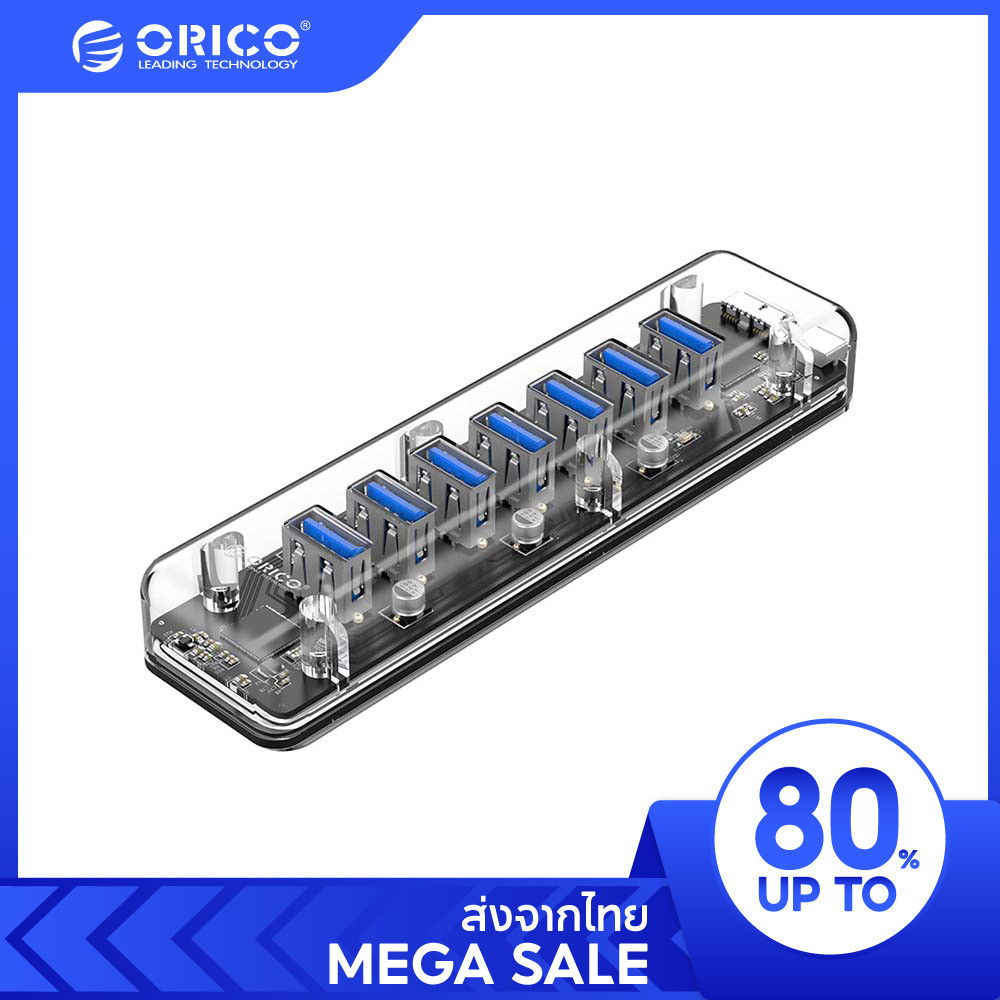 [ออกใบกำกับ- ทักแชท] ORICO F7U 7 พอร์ต USB 3.0 ฮับแยก / อะแดปเตอร์ฮับ USB ความเร็วสูง ฮับ USB ขยาย เชื่อมต่อ 5Gbps