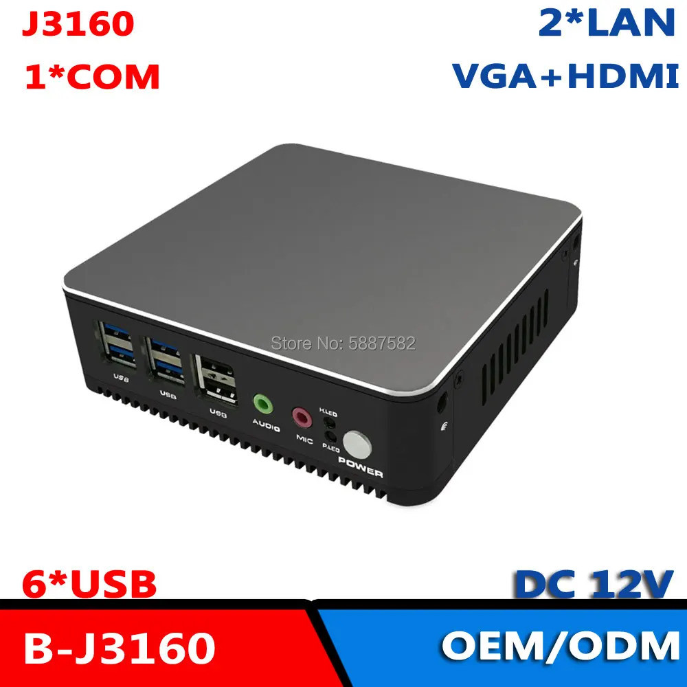 ขนาดเล็ก X86 Braswell Intel Celeron J3160 คอมพิวเตอร์ตั้งโต๊ะมินิแบบควอดคอร์ 2 ช่องรับสัญญาณ Nuc แบบ