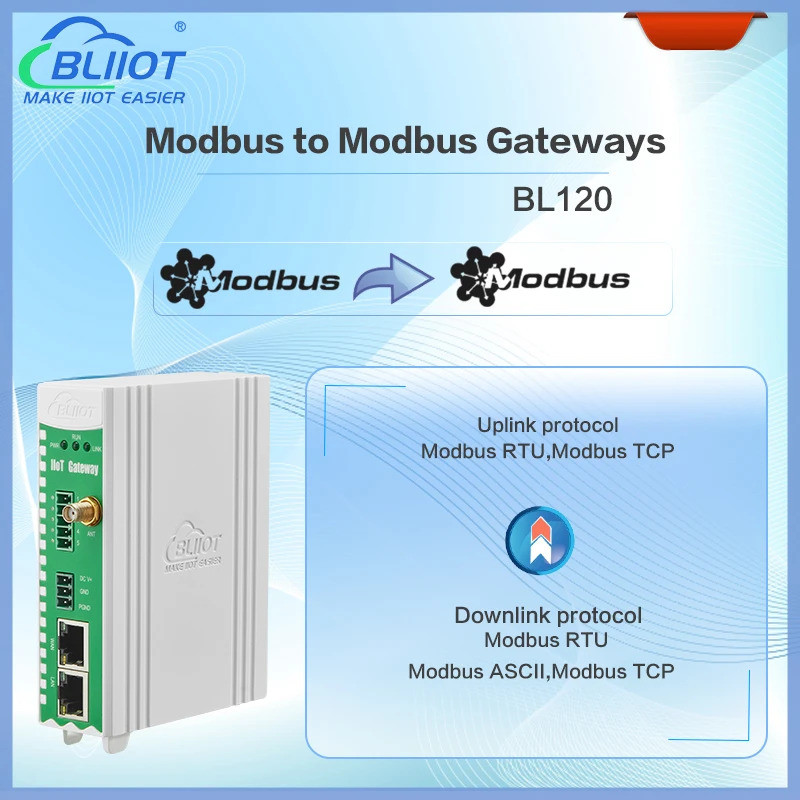 เกตเวย์ติดตั้งโปรโตคอล Bliiot 4G WIFI GPRS รองรับ modbus TCP RTU เป็น modbus TCP RTU ASCII รองรับการ