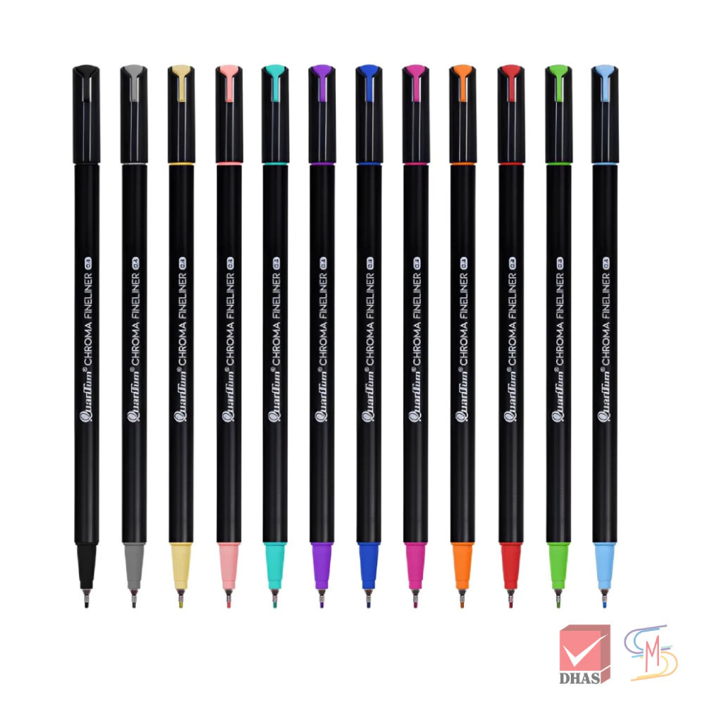 Quantum ปากกาสีน้ำ ปากกาไฟน์ไลน์เนอร์ โครมา 12 เฉดสี หัวเข็ม 0.4 จำนวน 1 ด้าม