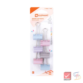 Elephant ตราช้าง คลิปหนีบกระดาษ สีพาสเทล No. E110 / E111 / E112 จำนวน 1 แผง