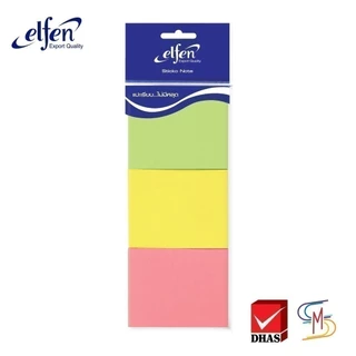 Elfen เอลเฟ่น กระดาษโน้ต กาวในตัว 3 สี 1.5 x 2 นิ้ว 100 แผ่น (3 เล่ม/แพ็ค)