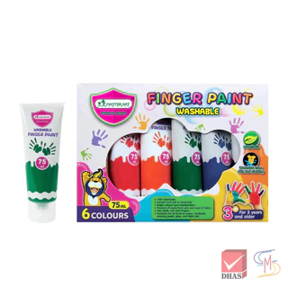 Master Art มาสเตอร์อาร์ต สีทามือ ฟิงเกอร์เพ้นท์ สีปลอดสารพิษสำหรับเด็ก ชนิดหลอดบีบ 75 มล. 6 สี