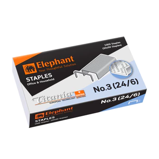 Elephant ตราช้าง ลวดเย็บกระดาษ ไททาเนีย No. 3 (24/6) จำนวน 1 กล่อง