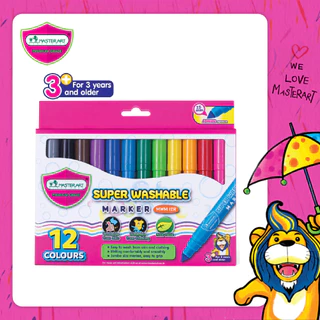 Master Art สีเมจิก ปากกาเมจิก ชนิดล้างออกได้ รุ่น MWM 12R แบบหัวเดียว 12 สี สีเสริมพัฒนาการเด็กวัย 3 ขวบขึ้นไป