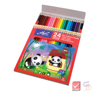 Elfen เอลเฟ่น สีไม้ ดินสอสีไม้ แท่งยาว 24 สี จำนวน 1 กล่อง