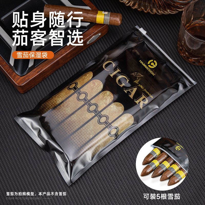 ขายส่งซิการ์5กระเป๋าพกพา ที่เก็บซิการ์แบบปิดผนึกความชื้นพิเศษ สำหรับการเดินทาง HANNICOOK ให้ความชุ่มชื้น U66R