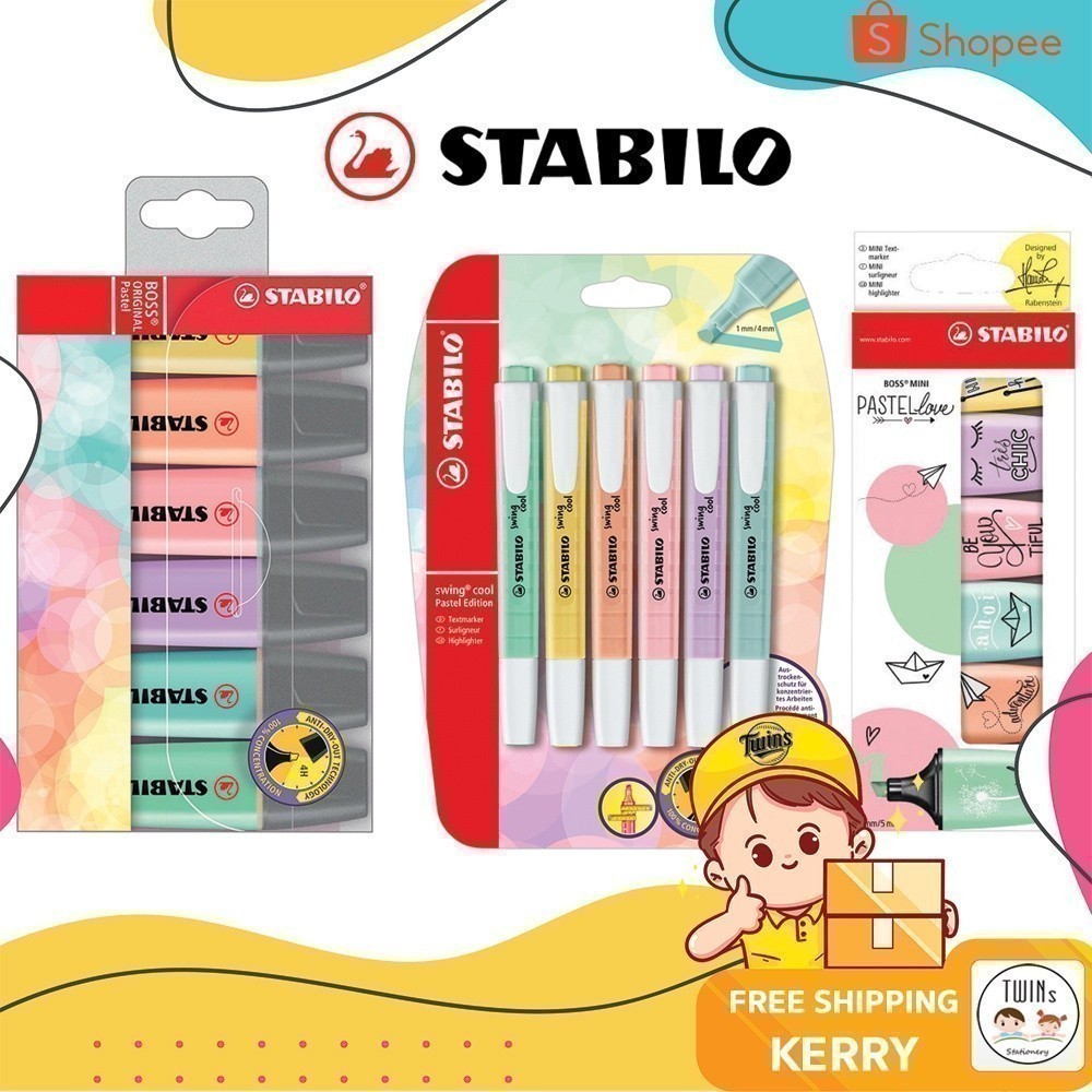 ปากกาเน้นข้อความ Stabilo Boss / Mini / Swing Cool Pastel & Original แบบเซ็ต