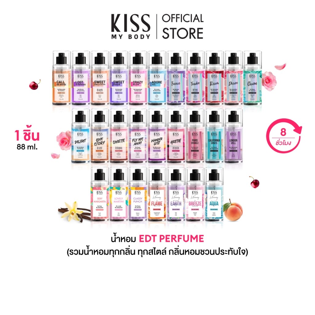 [น้ำหอม 33 กลิ่น] Kiss My Body น้ำหอม Body Mist & Genderless EDT & Summer EDT 88 ml. (เลือกกลิ่นได้)