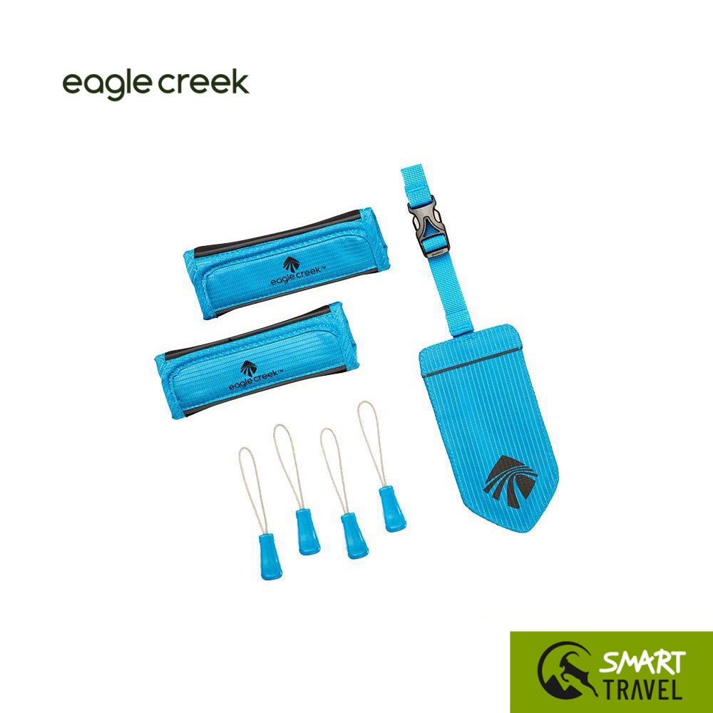 EAGLE CREEK REFLECTIVE LUGGAGE ID SET ป้ายชื่อ - ปลอกหุ้มหูกระเป๋า- ห่วงคล้องซิป มีแถบสะท้อนแสง สี BRILLIANT BLUE