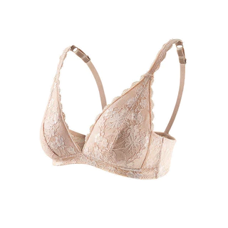 Jollynn Joy Cotton Lace Bra บราลูกไม้ไร้โครง เต้าสามเหลี่ยม ดีไซน์ทรง V โชว์ร่องอก ตะขอหลัง ฟองบาง ระบายอากาศได้ดีเยี่ยม