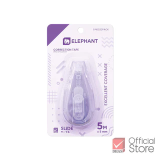 Elephant เทปลบคำผิด 5 เมตร รุ่น สไลด์ (คละสี) จำนวน 1 ชิ้น