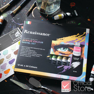 Renaissance สีอะคริลิค ชุดสีอะคริลิค รุ่นพาสเทล 12มล. 24สี จำนวน 1 เซ็ท