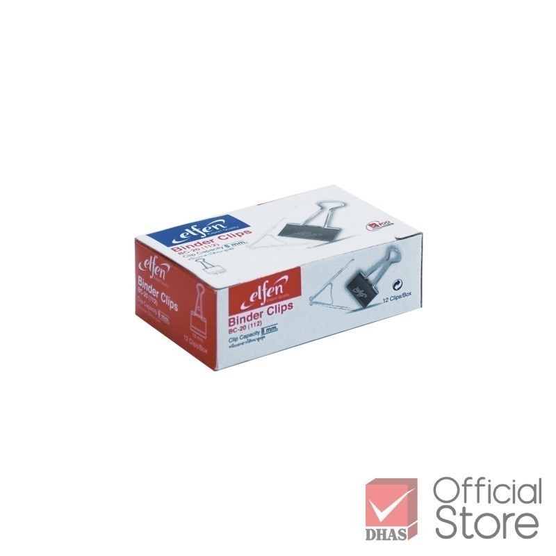 Elfen คลิปหนีบกระดาษ คลิปดำ No.112 19 มม. จำนวน 1 กล่อง