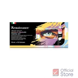 Renaissance สีอะคริลิค ชุดสีอะคริลิค 12 สี 12 มล. สีพาสเทล จำนวน 1 กล่อง
