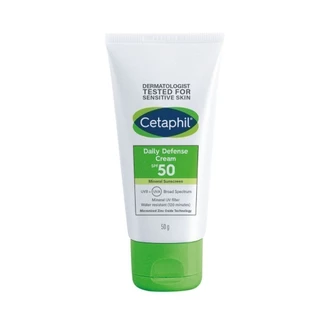 เซตาฟิล Cetaphil Daily Defense Cream SPF50 ครีมกันแดด ชุ่มชื้น ลดความหมองคล้ำ ไม่มีกลิ่น ไม่ก่อการระคายเคือง 50g