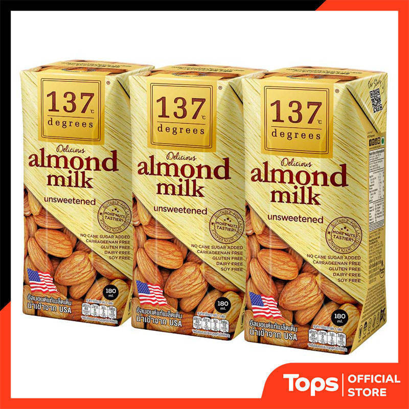 137 DEGREES 137ดีกรีน้ำนมอัลมอนด์สูตรอันสวีทเทนด์ 180มล. แพค 3 [8854761951390]