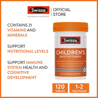 Swisse Ultivite Children's Multivitamin อาหารเสริมมัลติวิตามิน สำหรับเด็ก 120 เม็ดเคี้ยว (EXP:03 2028)