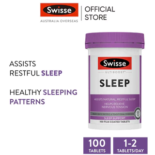 Swisse Ultiboost Sleep อัลตร้าบูส เพื่อการนอนหลับ 100 เม็ด (EXP:08 2028)