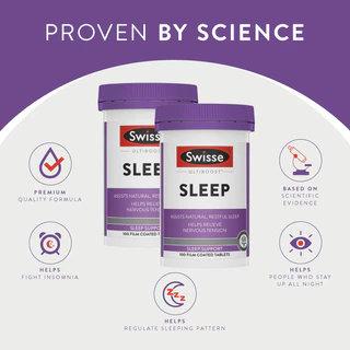 (แพ็คคู่) Swisse Ultiboost Sleep 100 Capsules อัลตร้าบูส การนอนหลับ 100 เม็ด x 2 ขวด (EXP:08 2028)