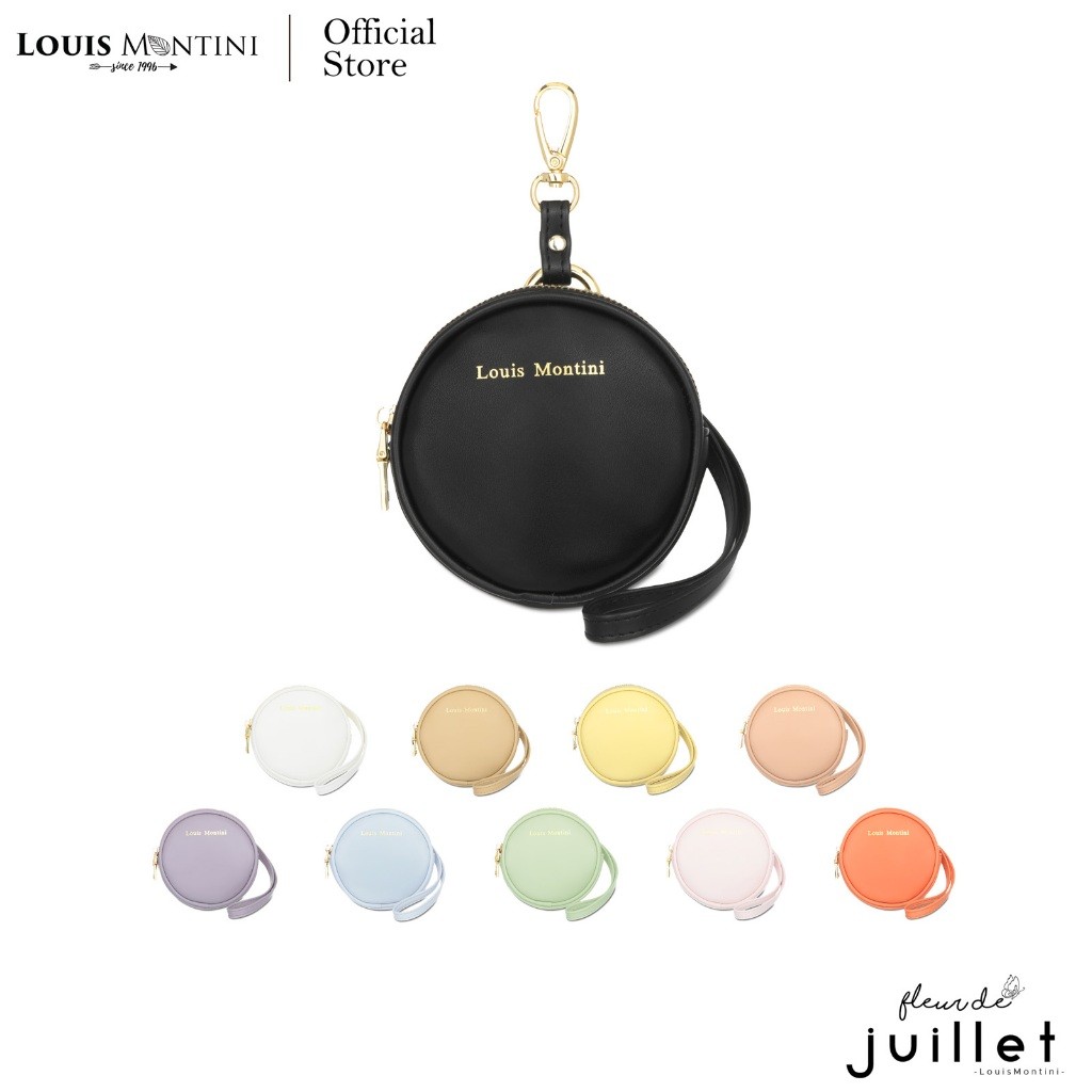 Louis Montini (Fleur De Juillet) กระเป๋าใส่เหรียญ PU สำหรับคล้องกระเป๋าทรงกลม CVRS010
